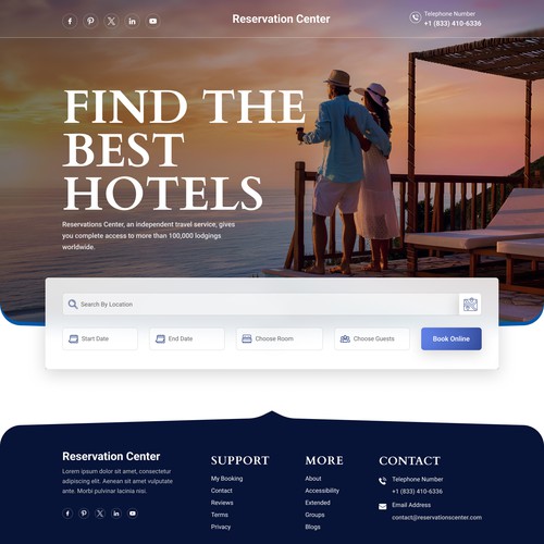 Holiday website with the title 'Search for Hotels Website'