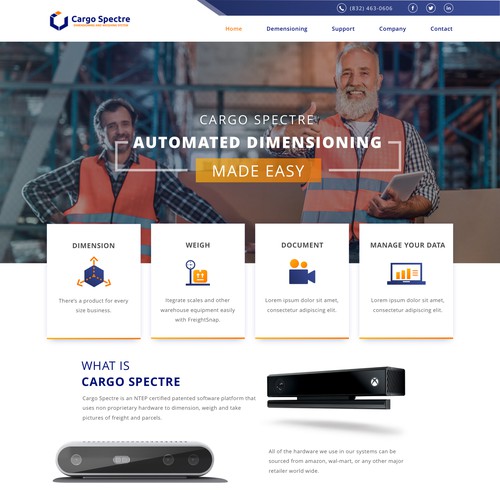 Sketch website with the title 'Winner contest homepage for Cargo Spectre'