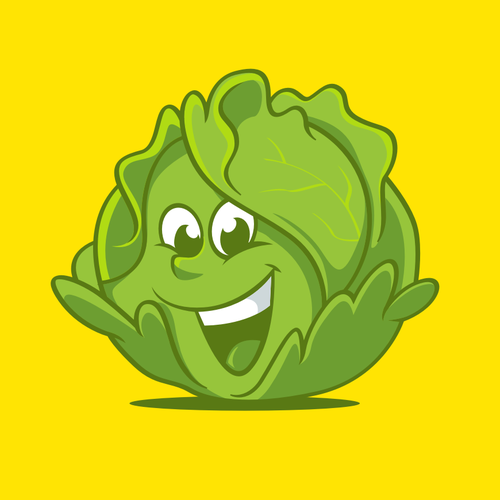 Mascot logo with the title 'Laughing lettuce'