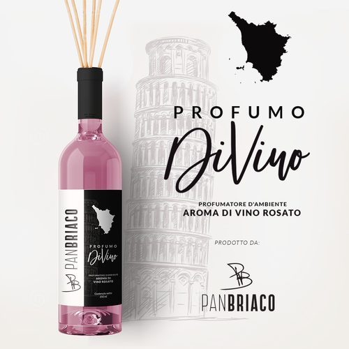 Italian label with the title 'Label design for Profumatore'