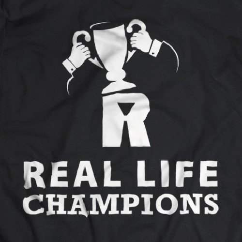 Suit design with the title 'Real Life Champions'