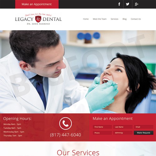 Dental website with the title 'Legacy Dental Clinic'