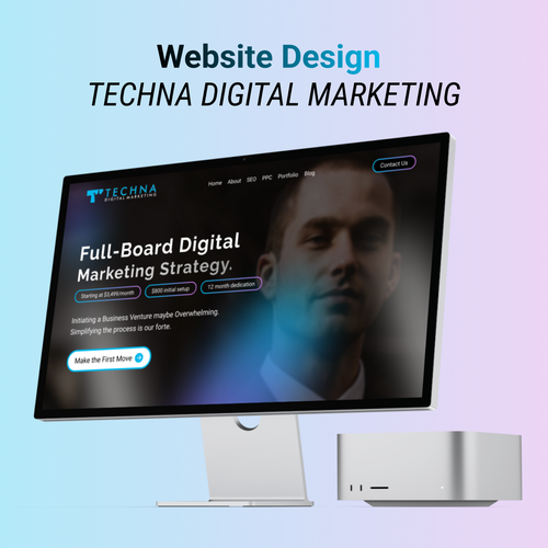 Desktop design with the title 'Digital Marketing Website'