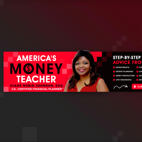 Money design with the title 'America's Money Teacher-Eyecatching-You Tube Banner'