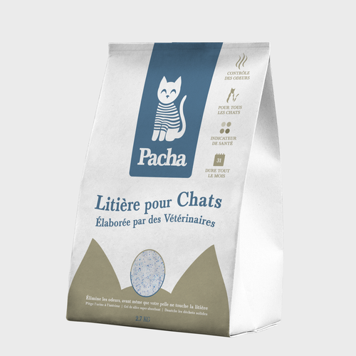 Cat packaging with the title 'Cat Litter startup Minimalistic packaging.'