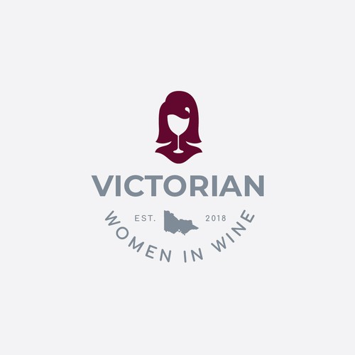 Red wine logo with the title 'Victorian Women in Wine logo'
