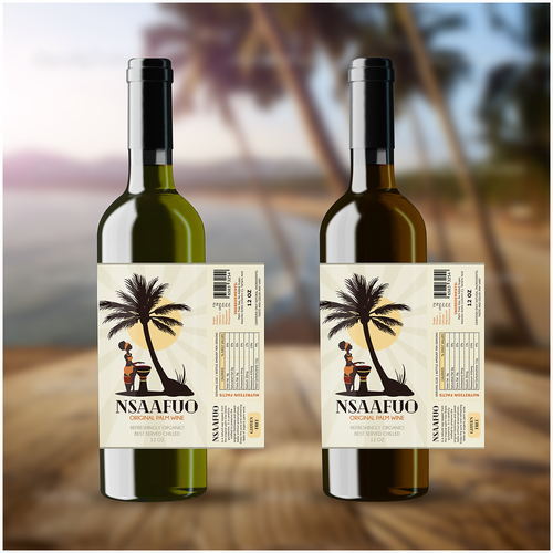 Wine packaging with the title 'Label design for palm wine'