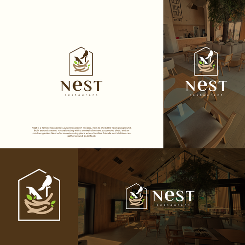 Nest logo with the title 'Nest Restaurant Logo'