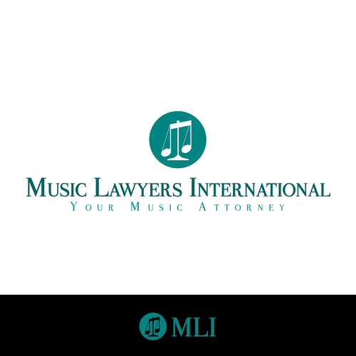 Memorable brand with the title 'Music Lawyers International Logo'