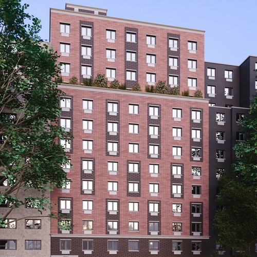Exterior design with the title '3d Render for Apartment Building in Bronx, NY'