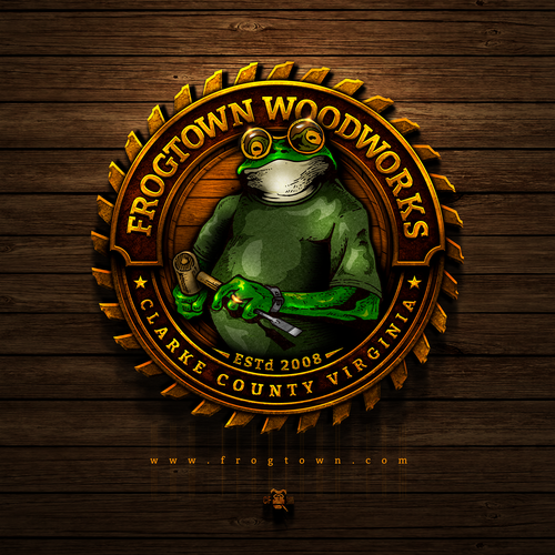 Frog design with the title 'Frogtown Woodworks'