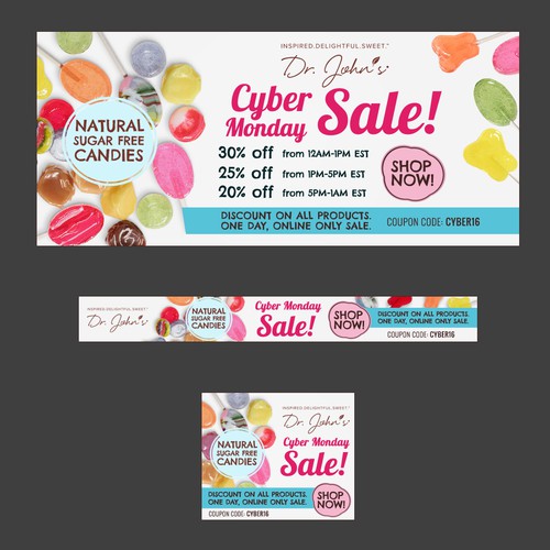 Candy design with the title 'Banner ads for Candy company'