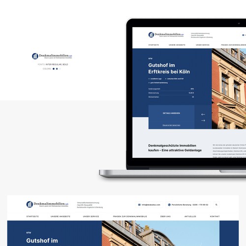 HTML website with the title 'Denkmalimmobilien.info'