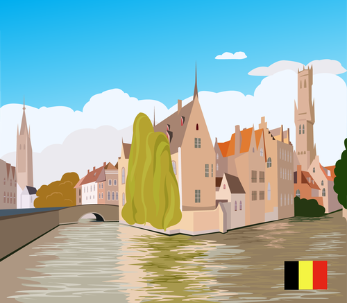 Travel illustration with the title 'City Illustration  "Belgium"'