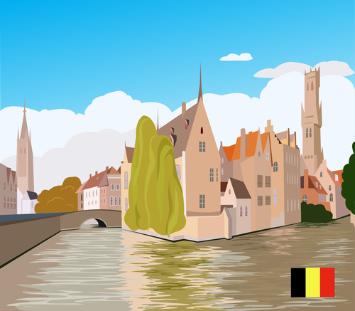 Cityscape artwork with the title 'City Illustration  "Belgium"'