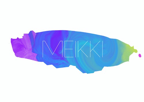 Neon blue safari logo with the title 'Logo design Meikki'