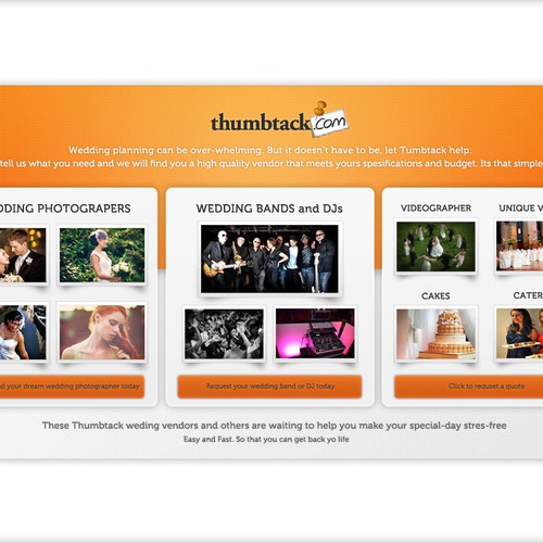 Glossy design with the title 'Landing page wanted for Thumbtack'