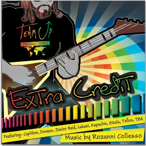 Cartoonish artwork with the title 'Album Cover Art for Team Up Productions'