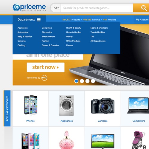 Banner website with the title 'Price Comparison Site Design'