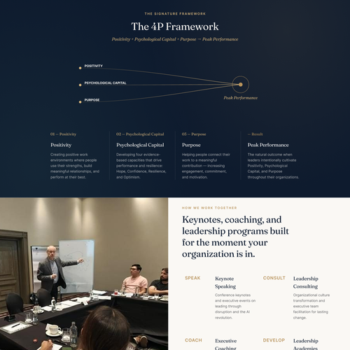 Website with the title 'Leadership Consultant Website Design'