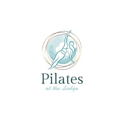 Pilates logo with the title 'Pilates at the Lodge'