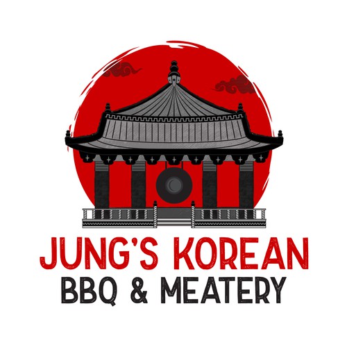 Cultural logo with the title 'Bold logo concept for Jung's Korean BBQ & Meatery'