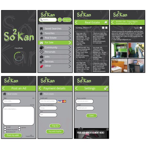 Draft design with the title 'Application design - green idea'
