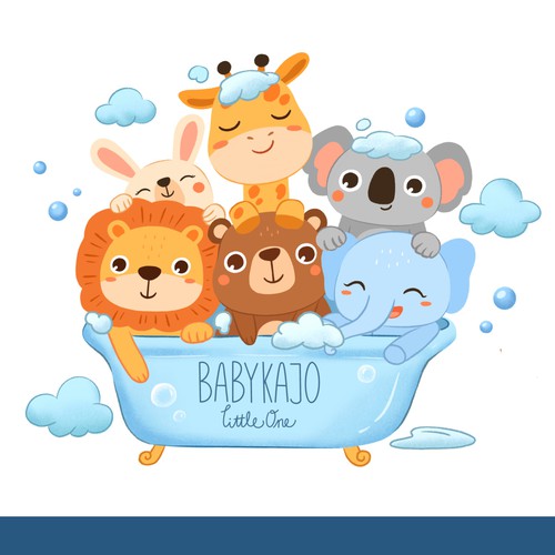 Cute animal design with the title 'Baby Tub design - Design a cute sticker for baby product.'