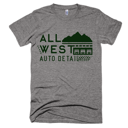 Green t-shirt with the title 'Auto Detailing Shop T-Shirt Design'