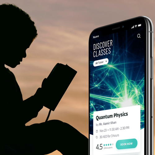 UX design with the title 'Design a stunning UI for a new tutoring app!'