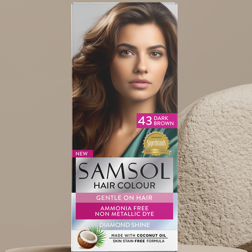Pink packaging with the title 'Samsol Hair Dye Box'