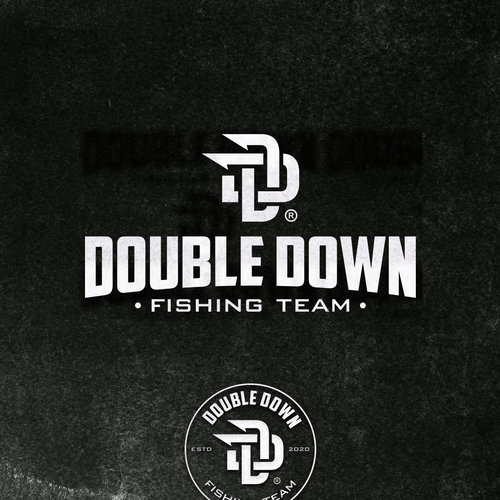 Fishing hook logo with the title 'Double Down Fishing Logo Concept.'