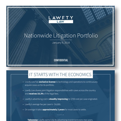Formal design with the title 'Clean PPT template for law firm'