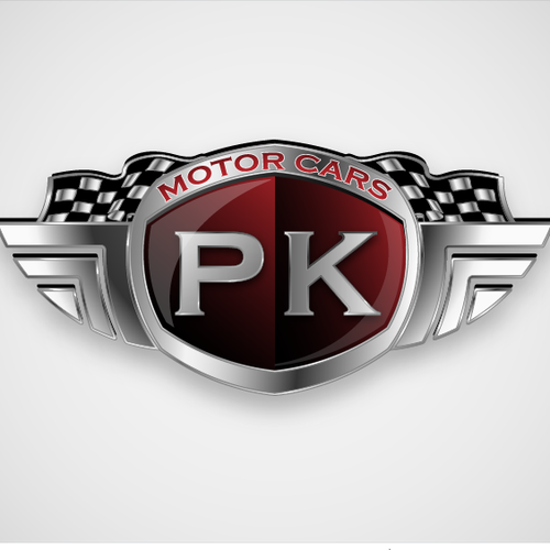 Race car logo with the title 'Create the next logo for PK Motor Cars'