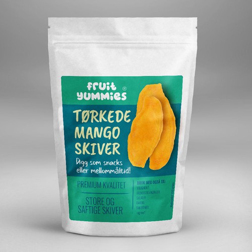 Stand-up pouch packaging with the title 'Stand-up pouch for Dried Mango Slices'