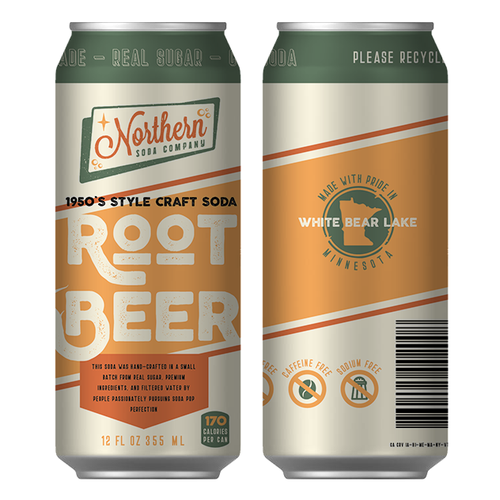 Branding label with the title 'Retro beer can design'