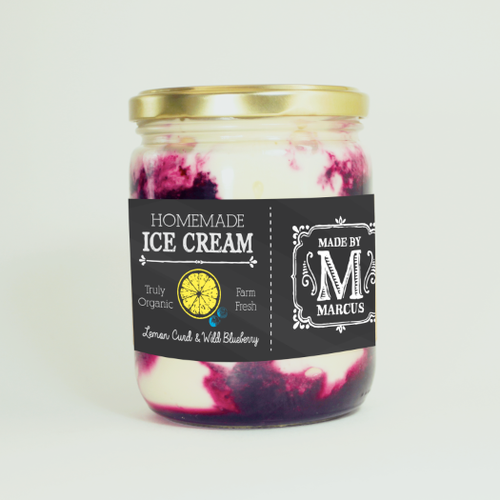 Ice cream label with the title '"Farm-to-fork" label for local ice cream producer'