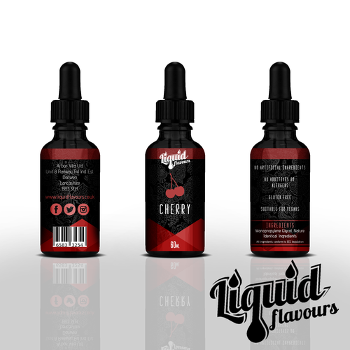 Juice label with the title 'Liquid Flavors'