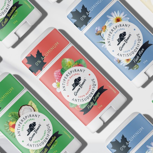 Deodorant design with the title 'Green Beaver Antiperspirant Collection'