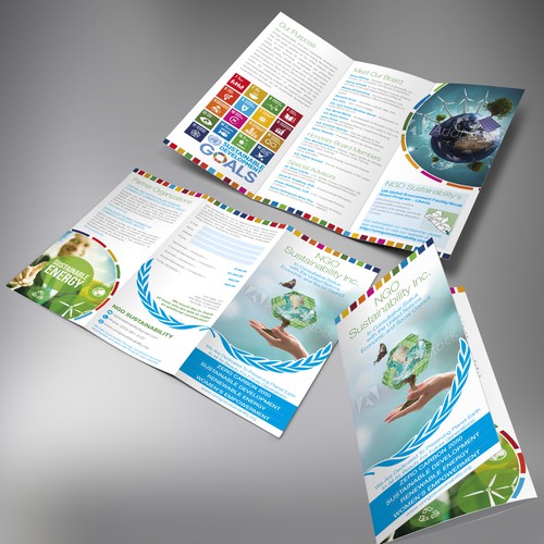 Women empowerment design with the title 'NGO Sustainability Inc. Trifold Brochure'