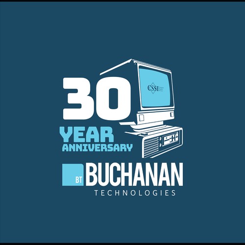 5th wedding anniversary logo with the title '30th Anniversary for Buchanan Technologies'
