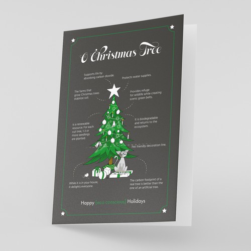 Christmas tree design with the title 'Christmas Card Design - Dark Variation'