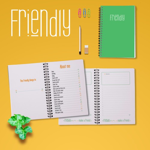 Notebook design with the title 'Shareable youth diary'