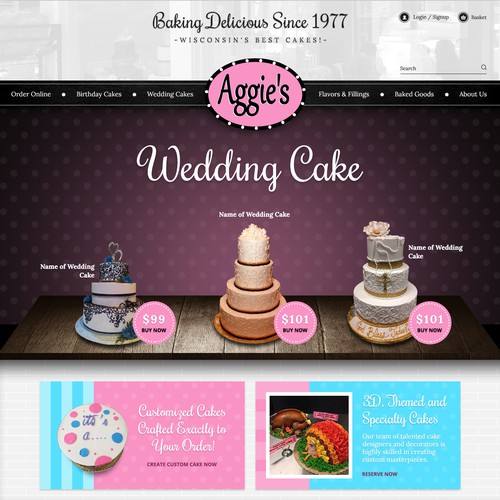 Unique website with the title 'Homepage of Aggie's Bakery and Cake Shop'