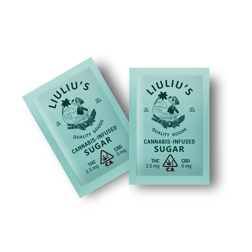 California design with the title 'Cannabis-infused sugar packet'
