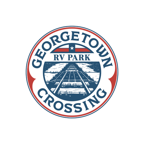Railway design with the title 'Georgetown Crossing RV Park'