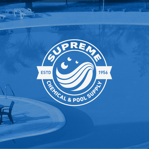 Pool logo with the title 'Bold Logo Concept For Swimming Pool chemical Equipment & Supplies Retailer'