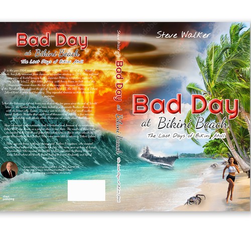 Beach book cover with the title 'Cover book "Bad day at bikini beach"'