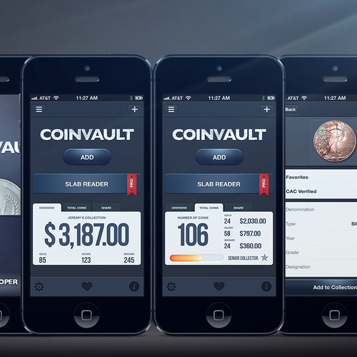 IOS design with the title 'Coin Vault'