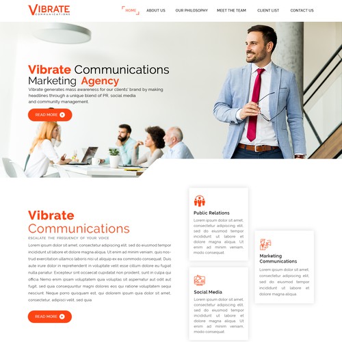 Communication website with the title 'Business Marketing'